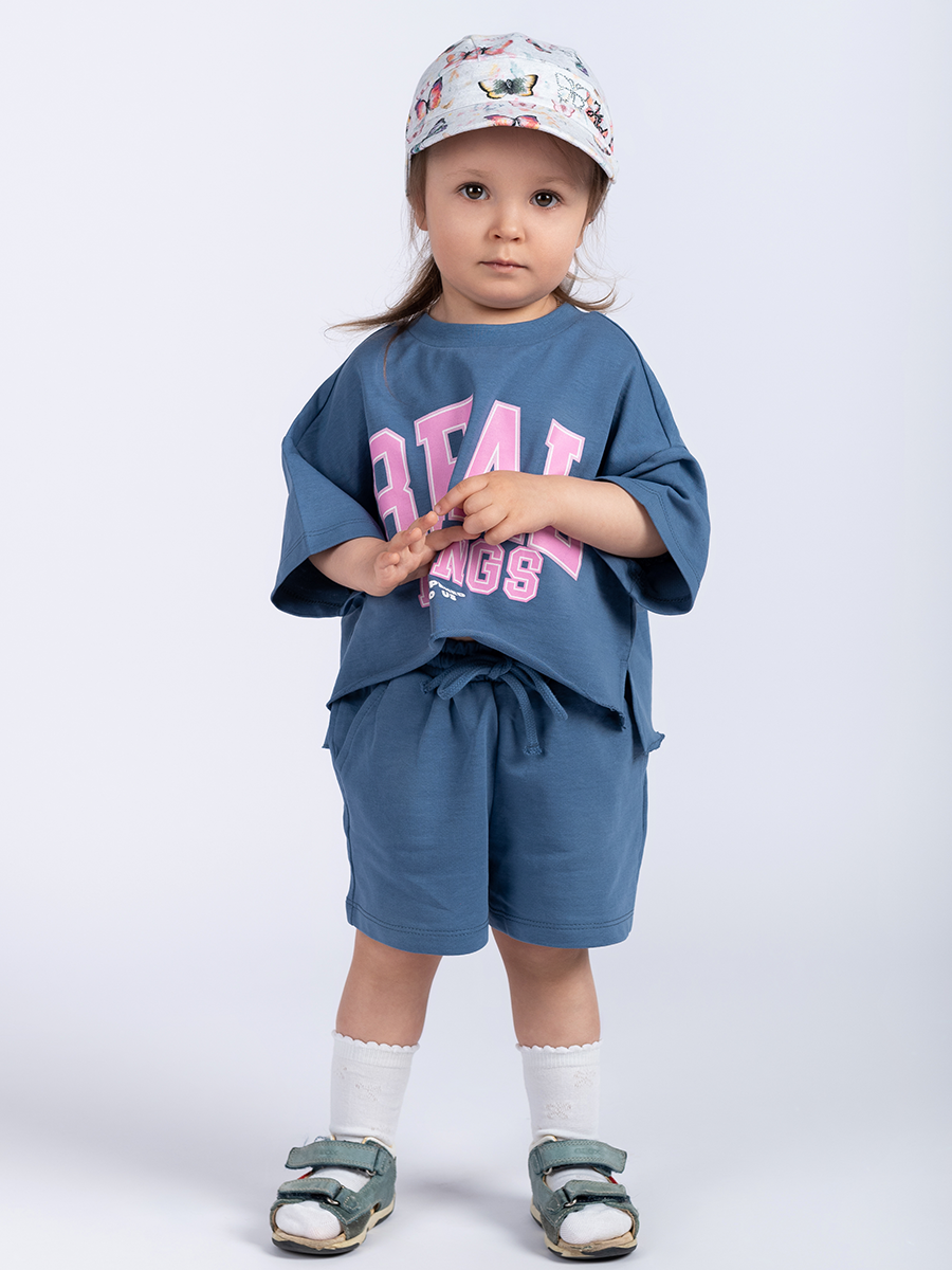 Женя Kids бандана с козырьком футер принт бабочки серый светлый р-р 46-47