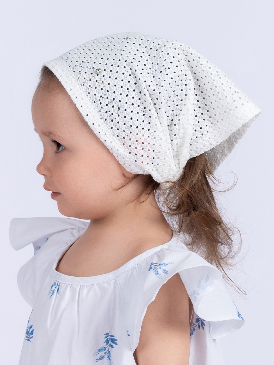 Кидс косынка лен шитье белый р-р 46-47