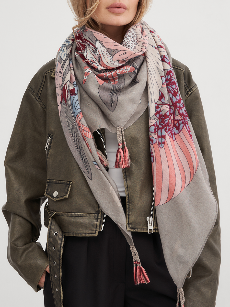 Флора платок серый