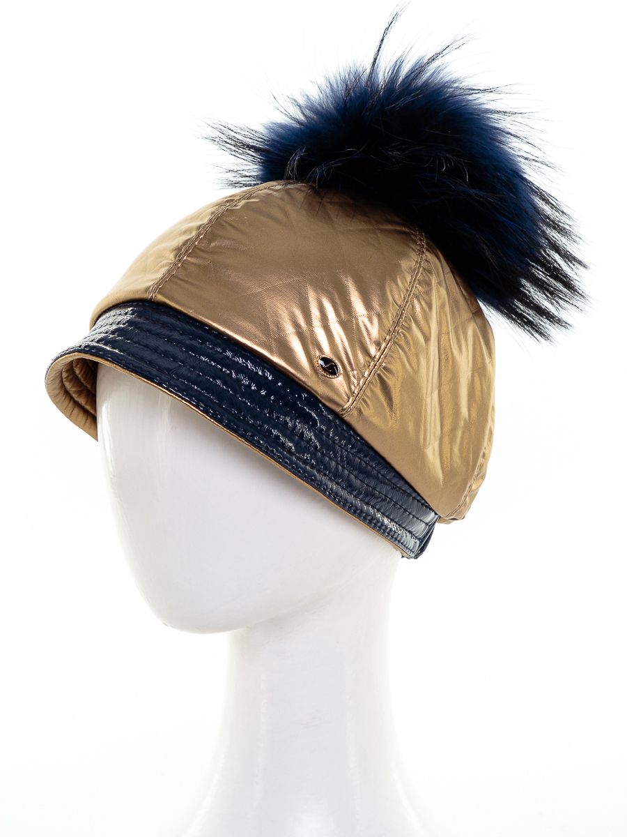 Элла лого помпон шапочка термостежка на фл.п. золото + эколак синий р-р 54-55