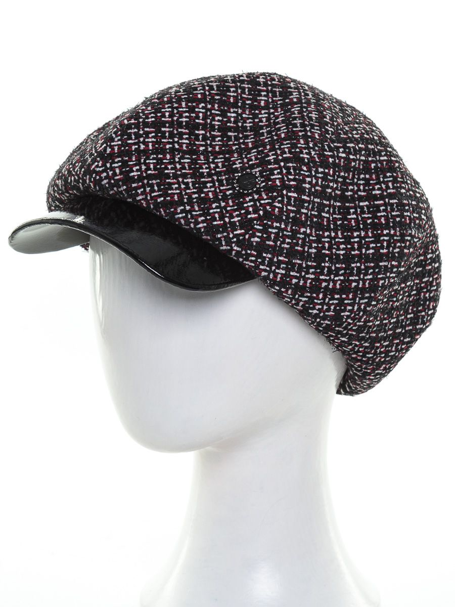 Версаль кепка ткань букле клетка на тр.п. черный гранат + эколак черный