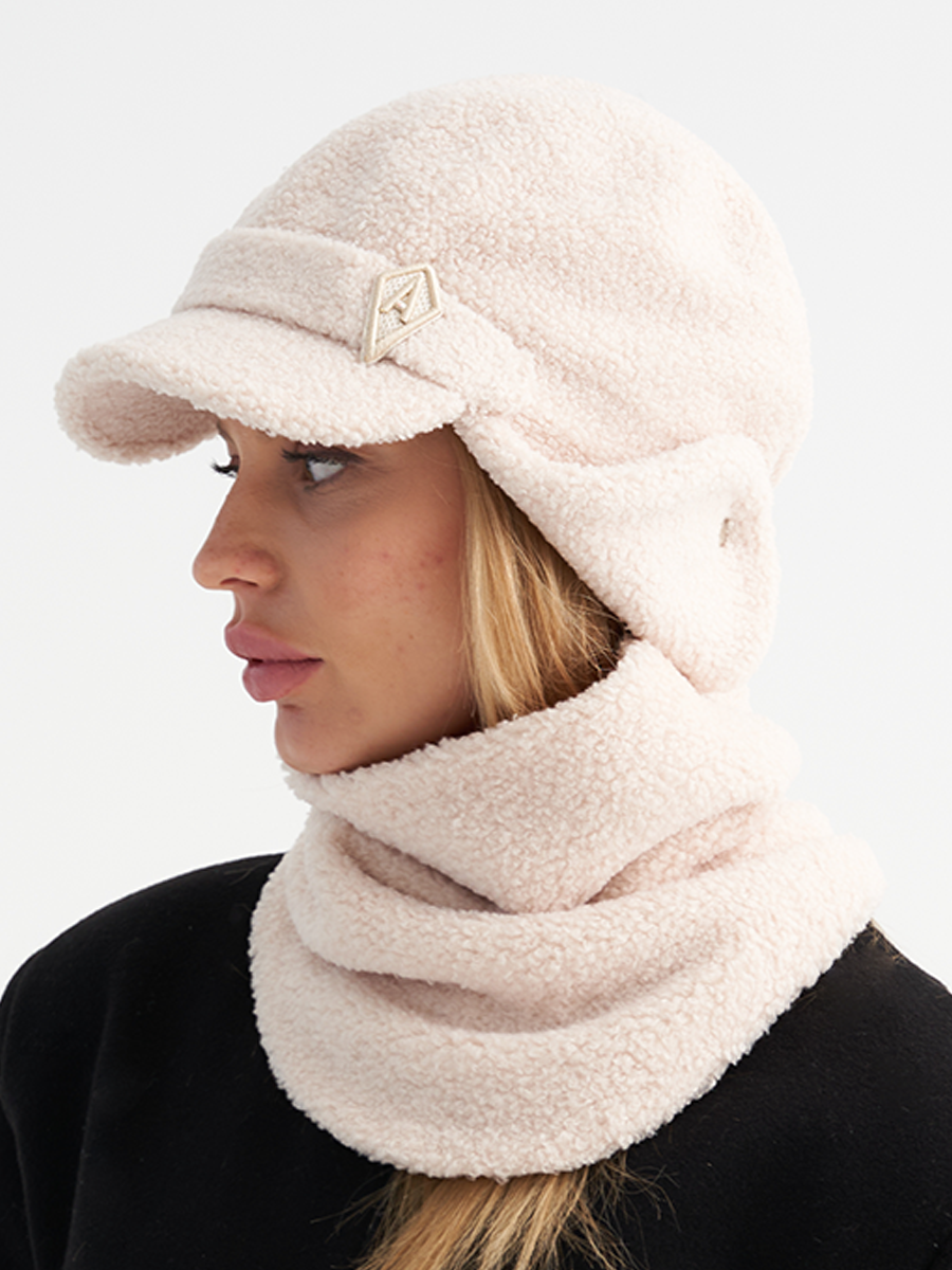 Джина А шеврон ушанка трикотаж барашек на фл.п. молочный