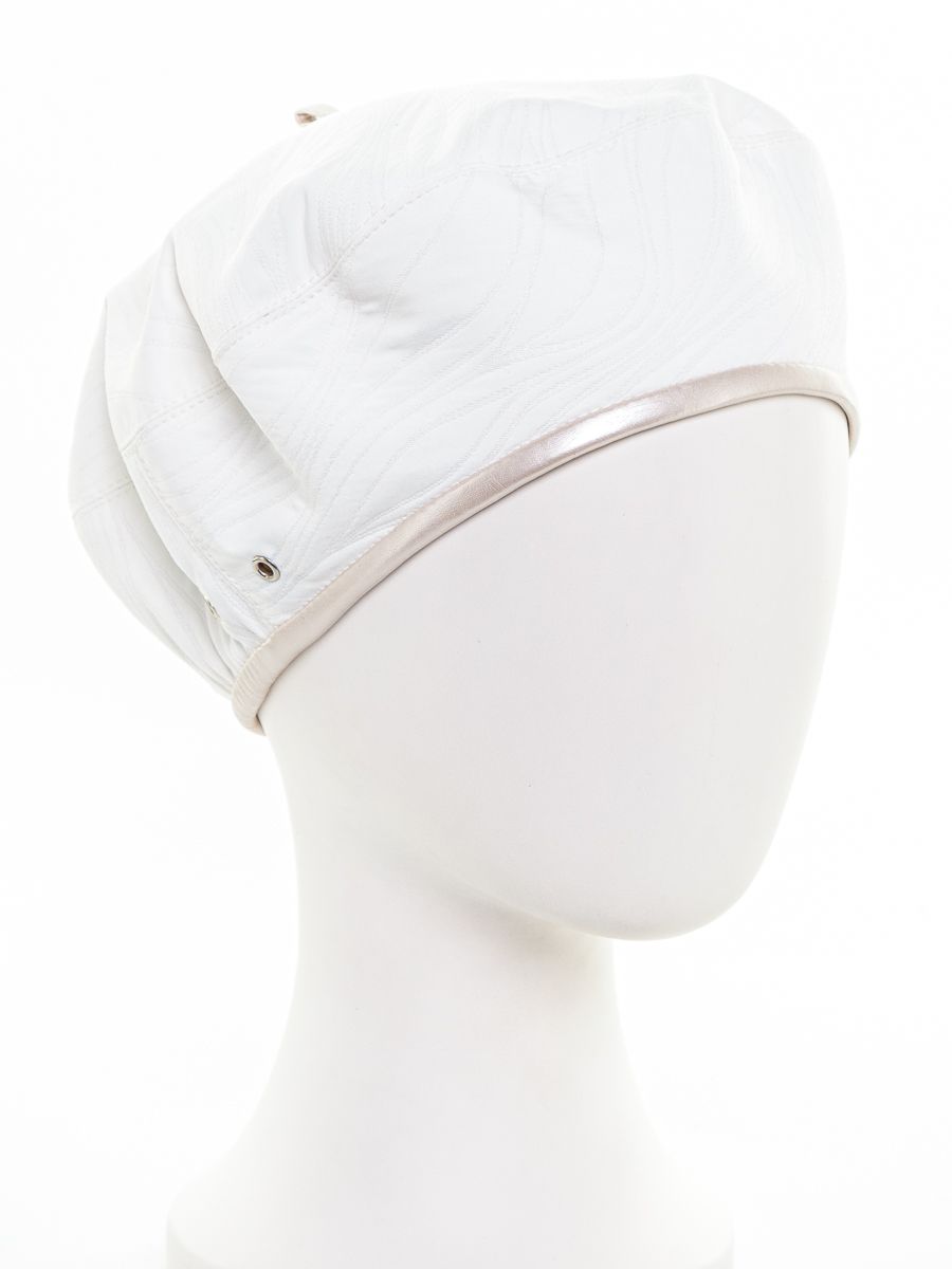 Диор берет жаккард Соренто на тр.п. белый + экокожа молочный перламутр