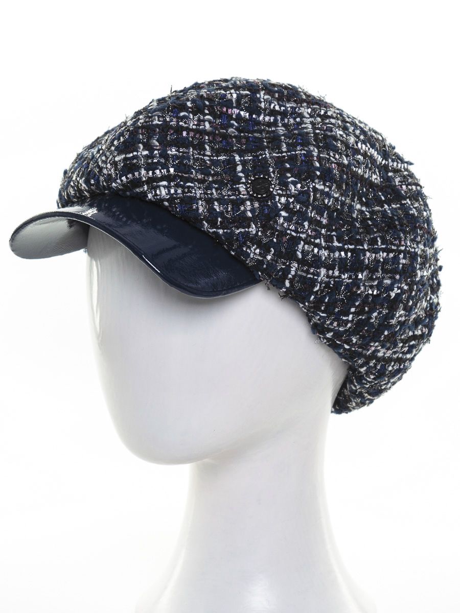 Версаль кепка ткань букле клетка на фл.п. лазурный синий + эколак синий