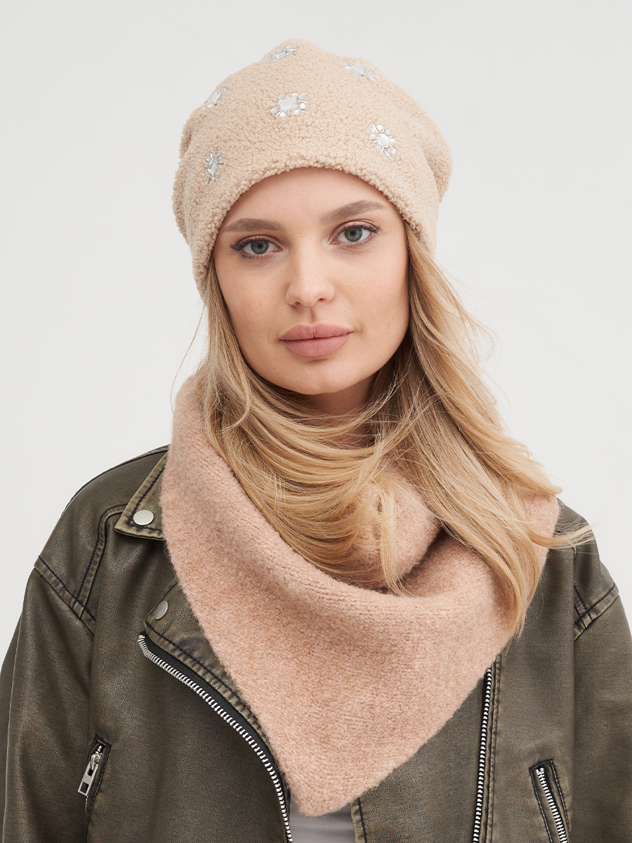Снежана шапка 004 трикотаж барашек на фл.п. бежевый