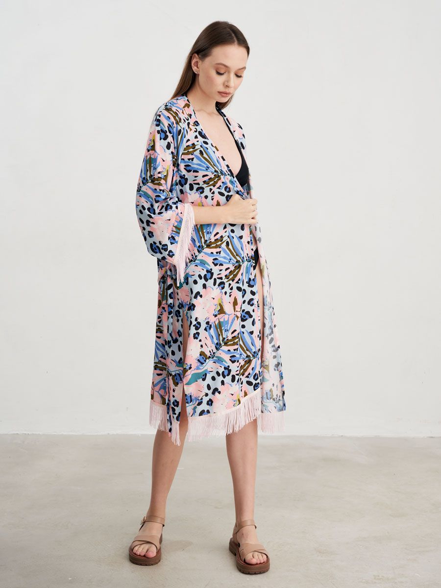 Эллера халат короткий вискоза Магнолия розовый р-р L