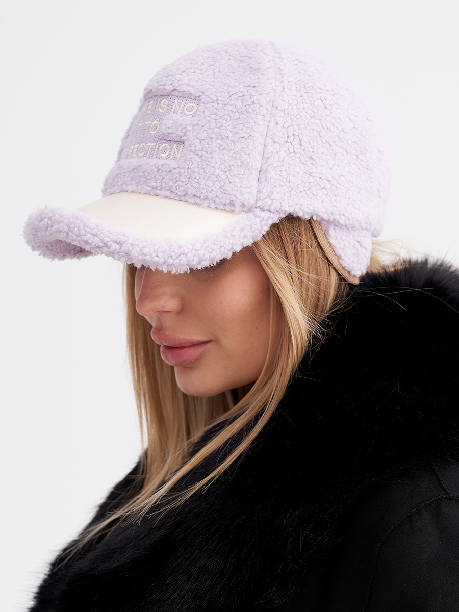 Совершенство бейсболка 006/у экомех тедди на фл.п. лавандовый + экокожа молочный перламутр