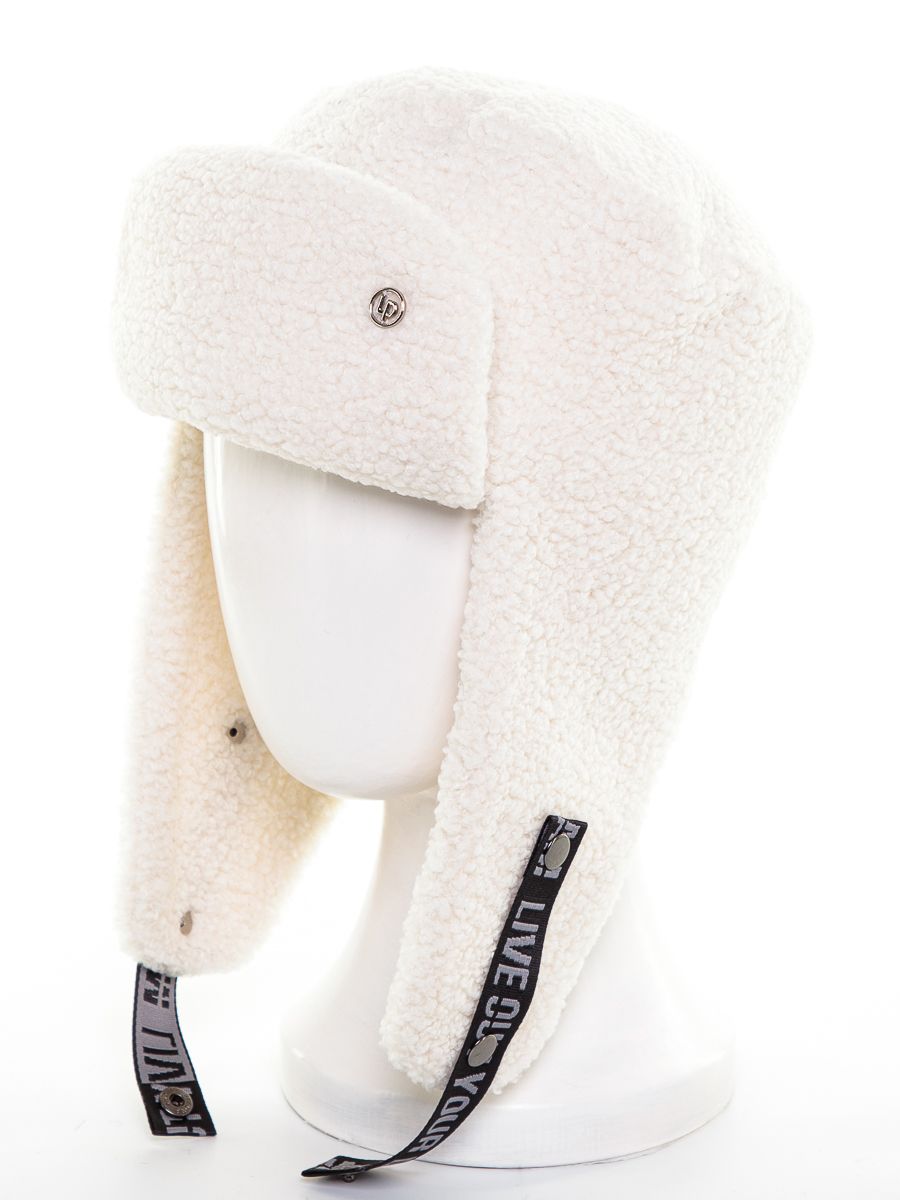 Ника LP лого ушанка трикотаж барашек белый р-р 58-59