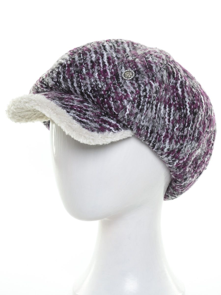 Версаль кепка шерсть букле петелька крупная на тр.п. сиреневый + экомех керли молочный