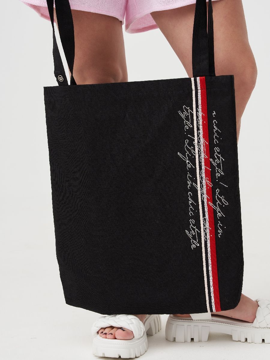 Стиль LP тесьма сумка - шоппер лен черный