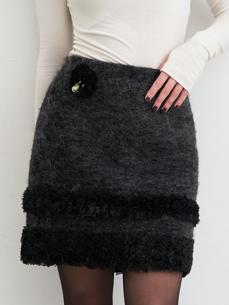 Лия юбка мохер Королевский черный р-р 44-46