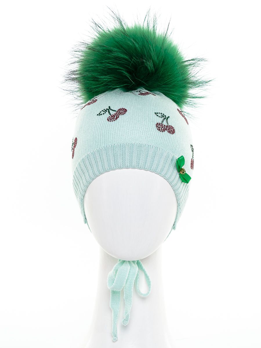 Вишенки помпон kids VIP шапочка КТ вязка мятный светлый р-р 44-46