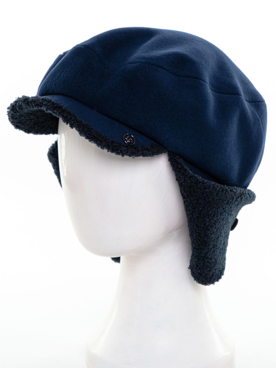 Гелла кепка с ушками кашемир на фл.п. синий темный + трикотаж барашек синий темный