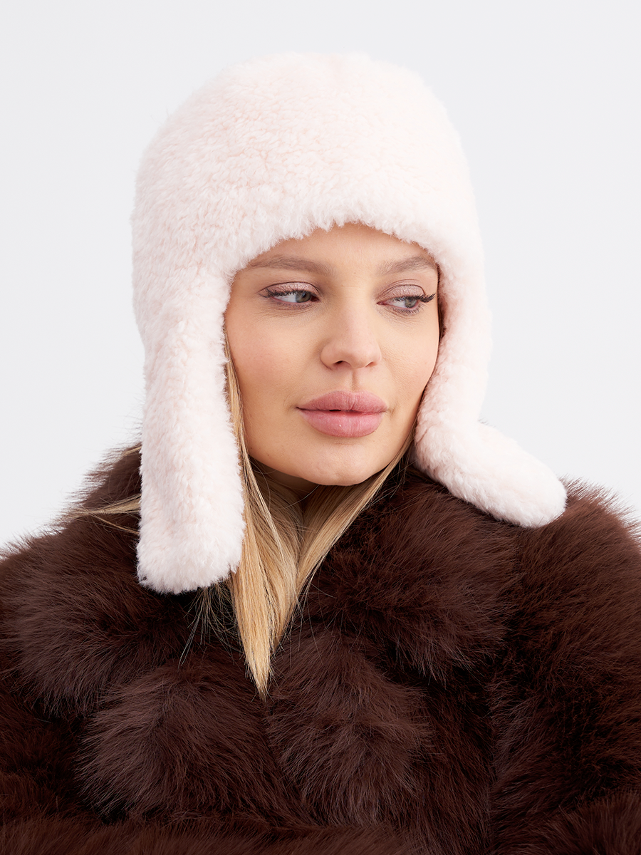 Элла LevelPro макси шеврон ушанка экомех альпака на фл.п. топленое молоко