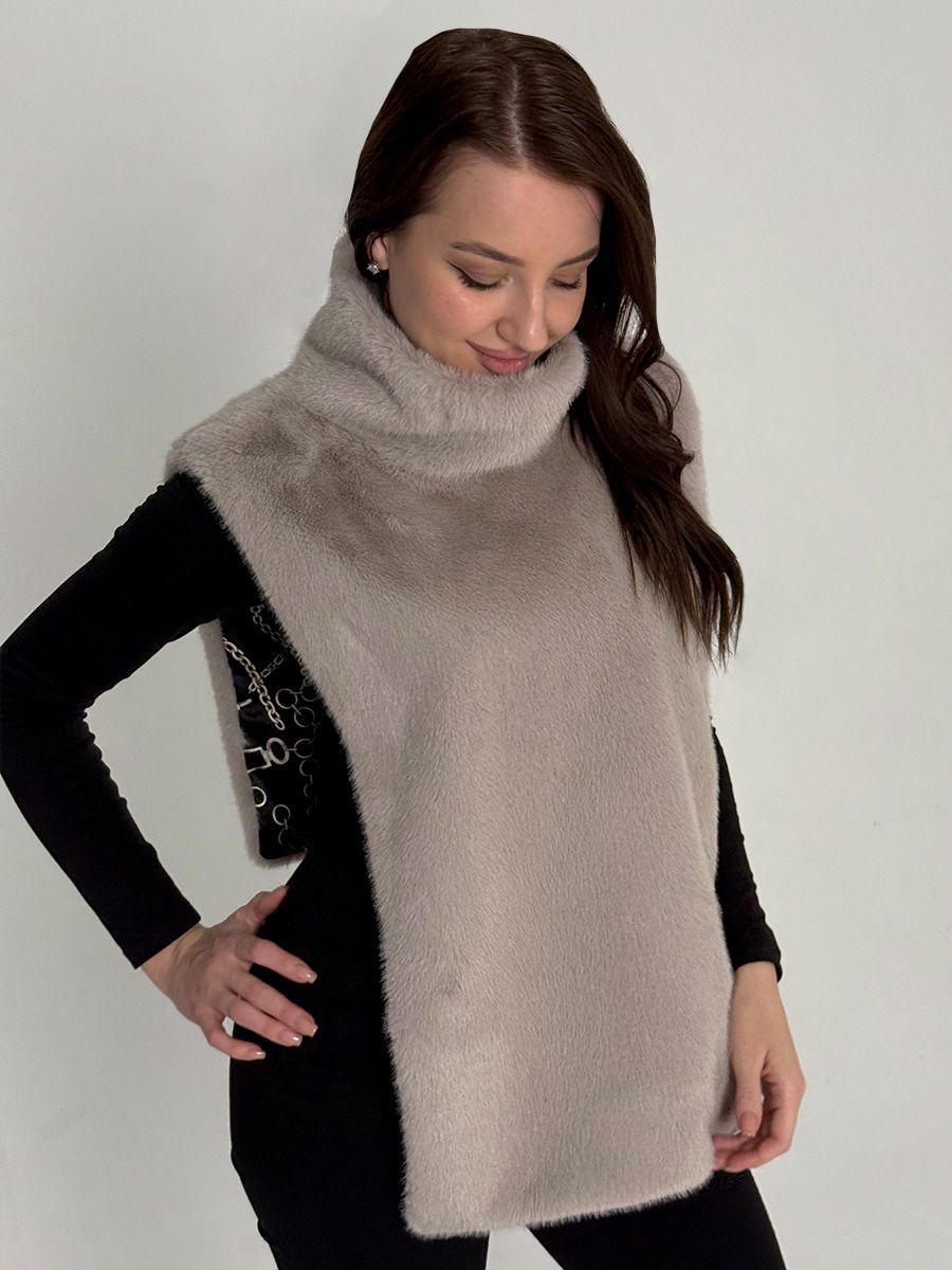 Тина манишка экомех Ласка пепельный + шелк Винтаж черный