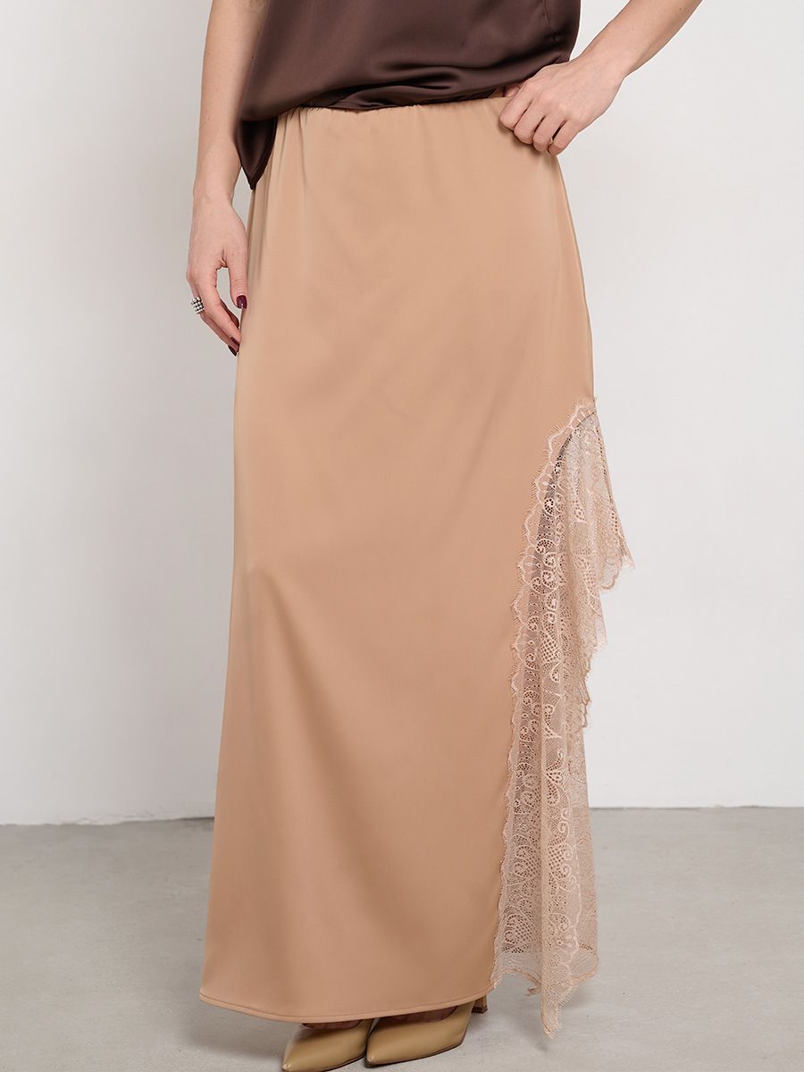 Ольга юбка атлас песочный р-р 46-48