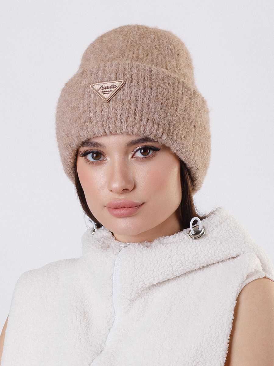 Рио шапка вязка букле бежевый