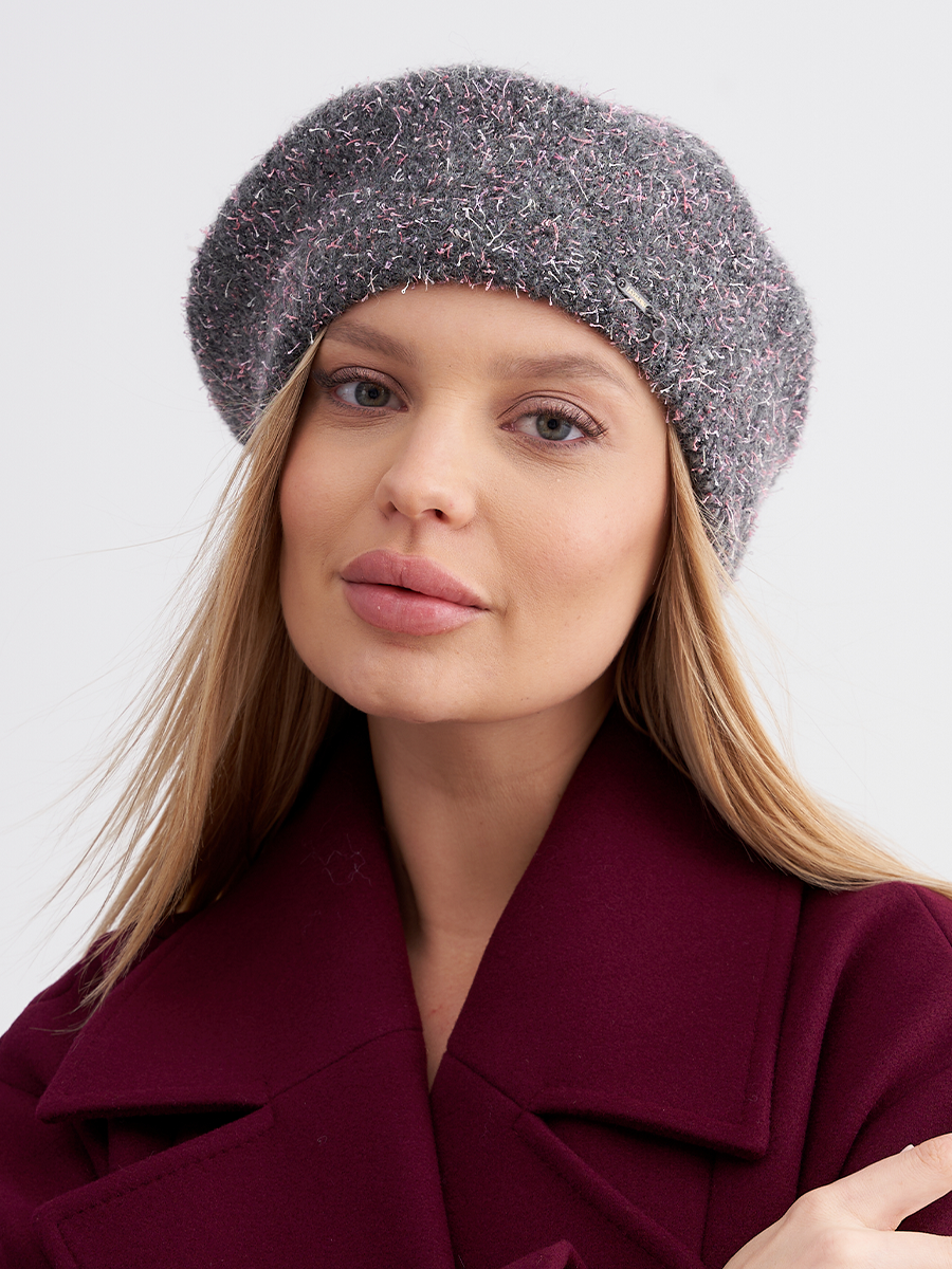 Маргарет берет метелица серый-розовый