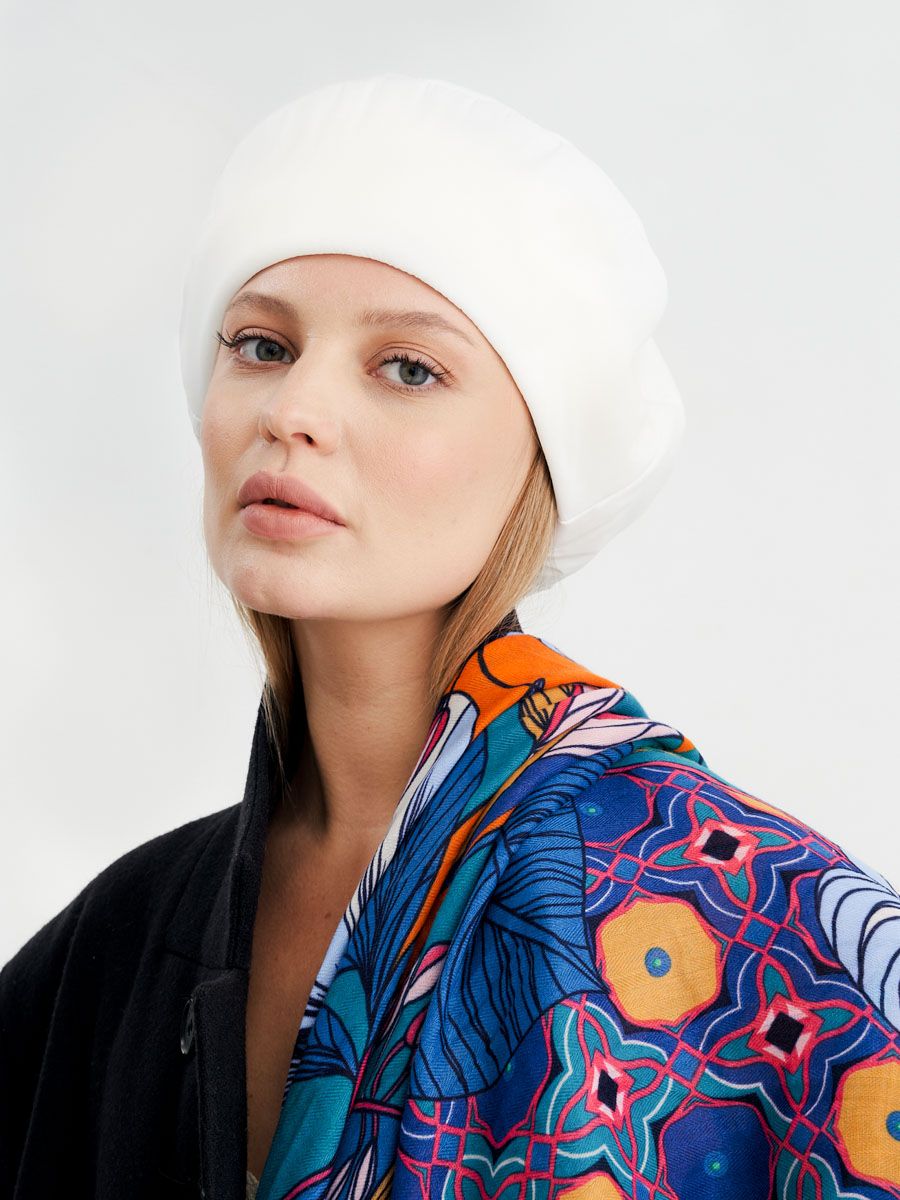 Ирэн берет плащевка креповая на тр.п. белый