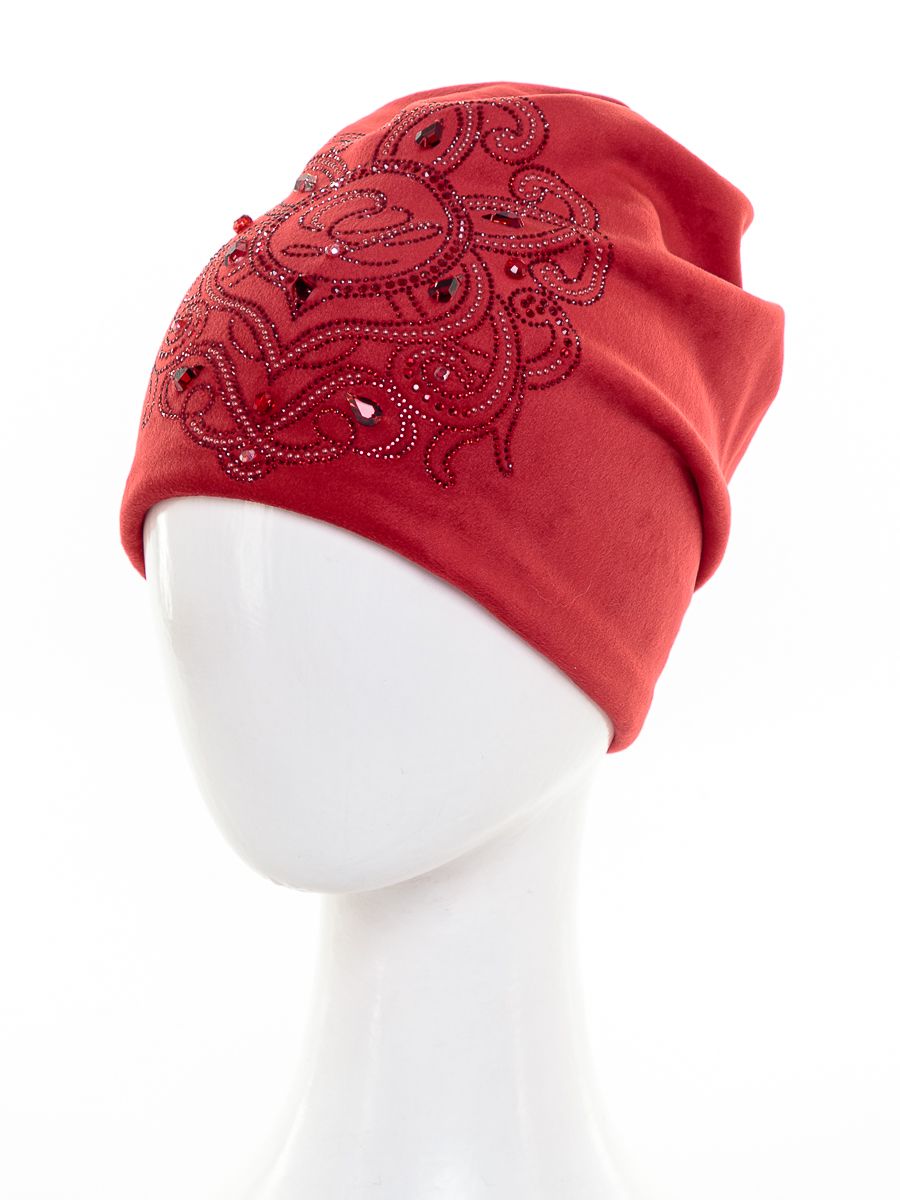 Легион камни шапочка 011 велюр на тр.п. красный р-р 52-53