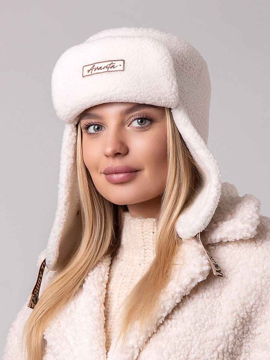 Ника Аванта бирка ушанка трикотаж барашек белый р-р 58-59