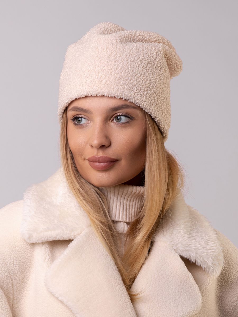Аванта шапка 004 трикотаж барашек на фл.п. молочный