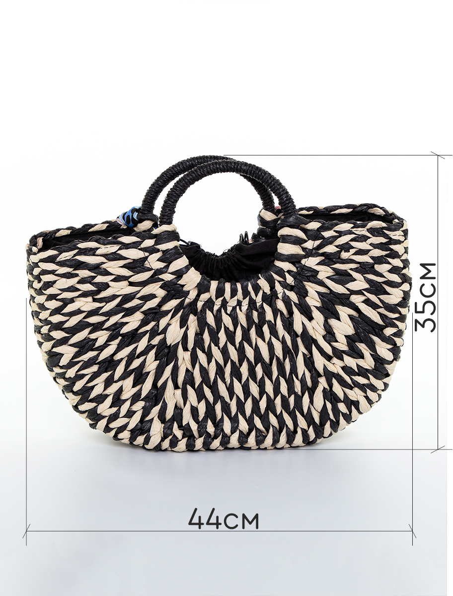 Лейла сумка - корзинка солома соломенно - черный