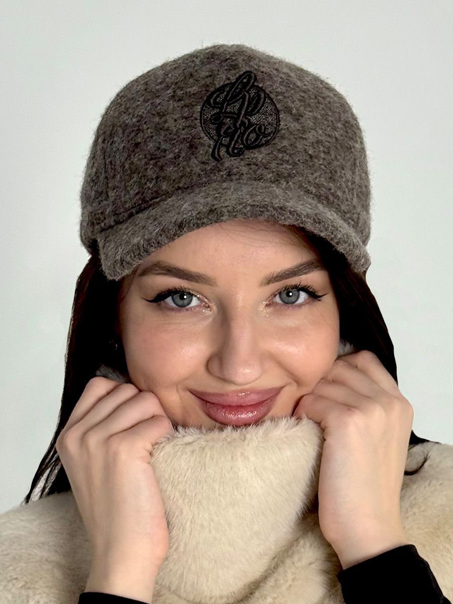 Одри бейсболка 005/у шерсть на фл.п. коричневый + экозамша коричневый