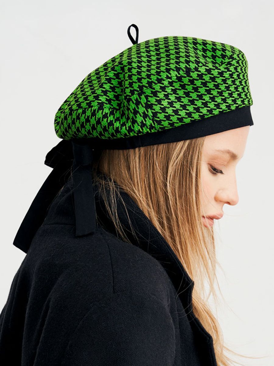 Жанна берет ткань клетка пье-де-пуль на тр.п. салатовый