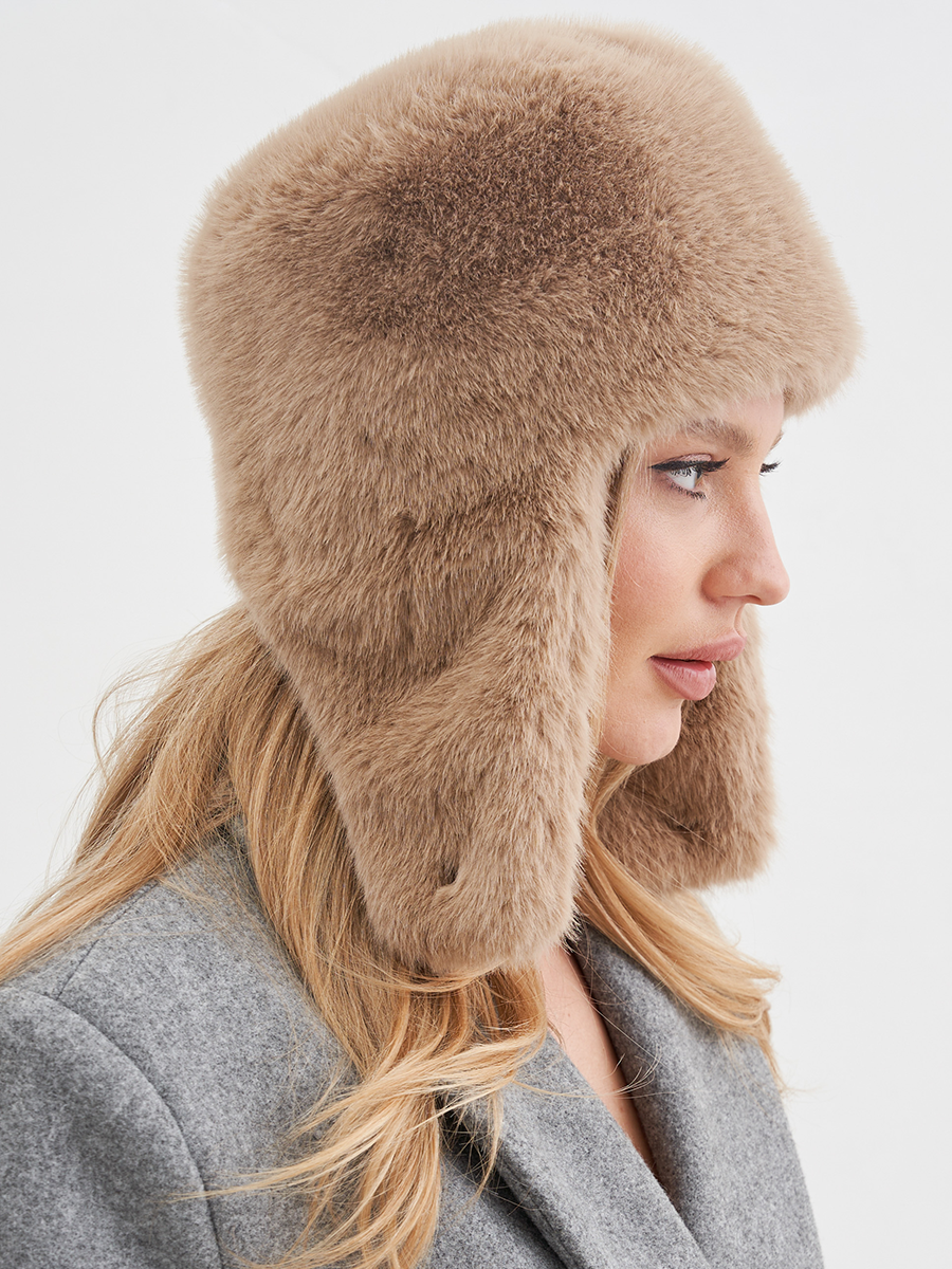 Элла ушанка экомех ласка на фл.п. бежевый