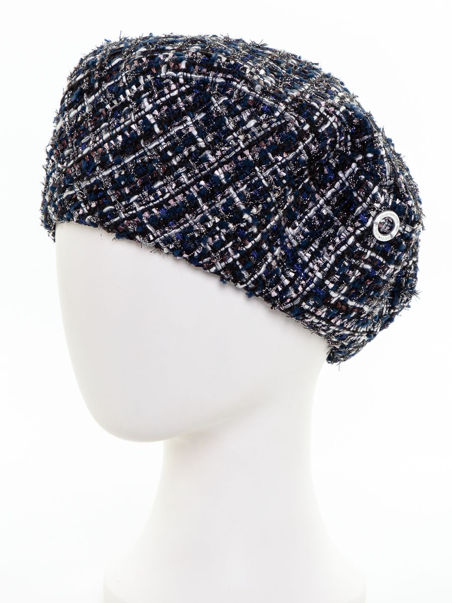 Фиеста берет ткань букле клетка на тр.п. лазурный синий