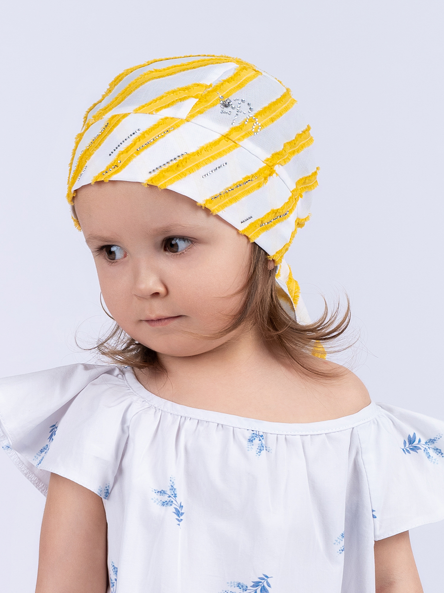 Женя стразы бандана хлопок диагональ желтый р-р 50-51