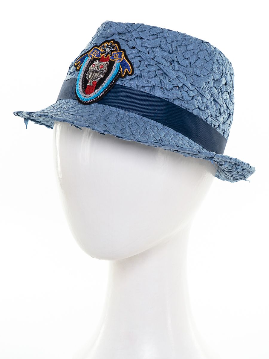 Кайли шеврон сова шляпа федора солома джинсовый р-р 52-53