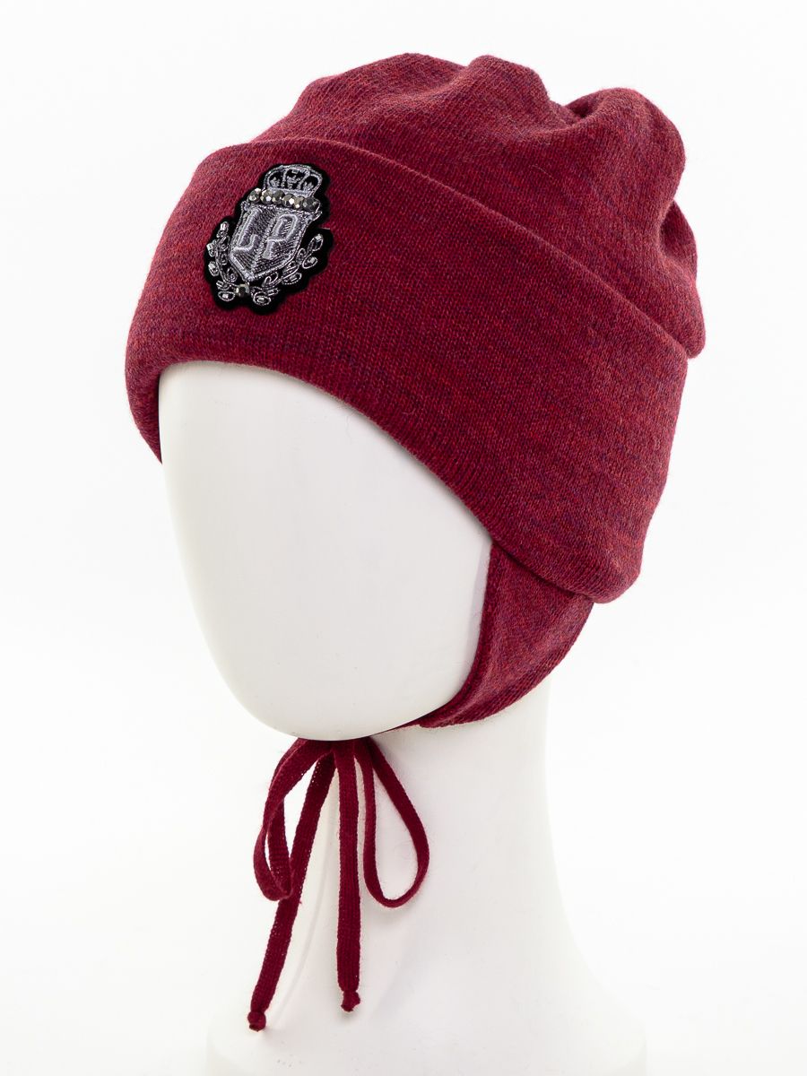 Вирджиния шеврон мини шапочка 020У трикотаж Б2 на фл.п. вишневый р-р 52-53