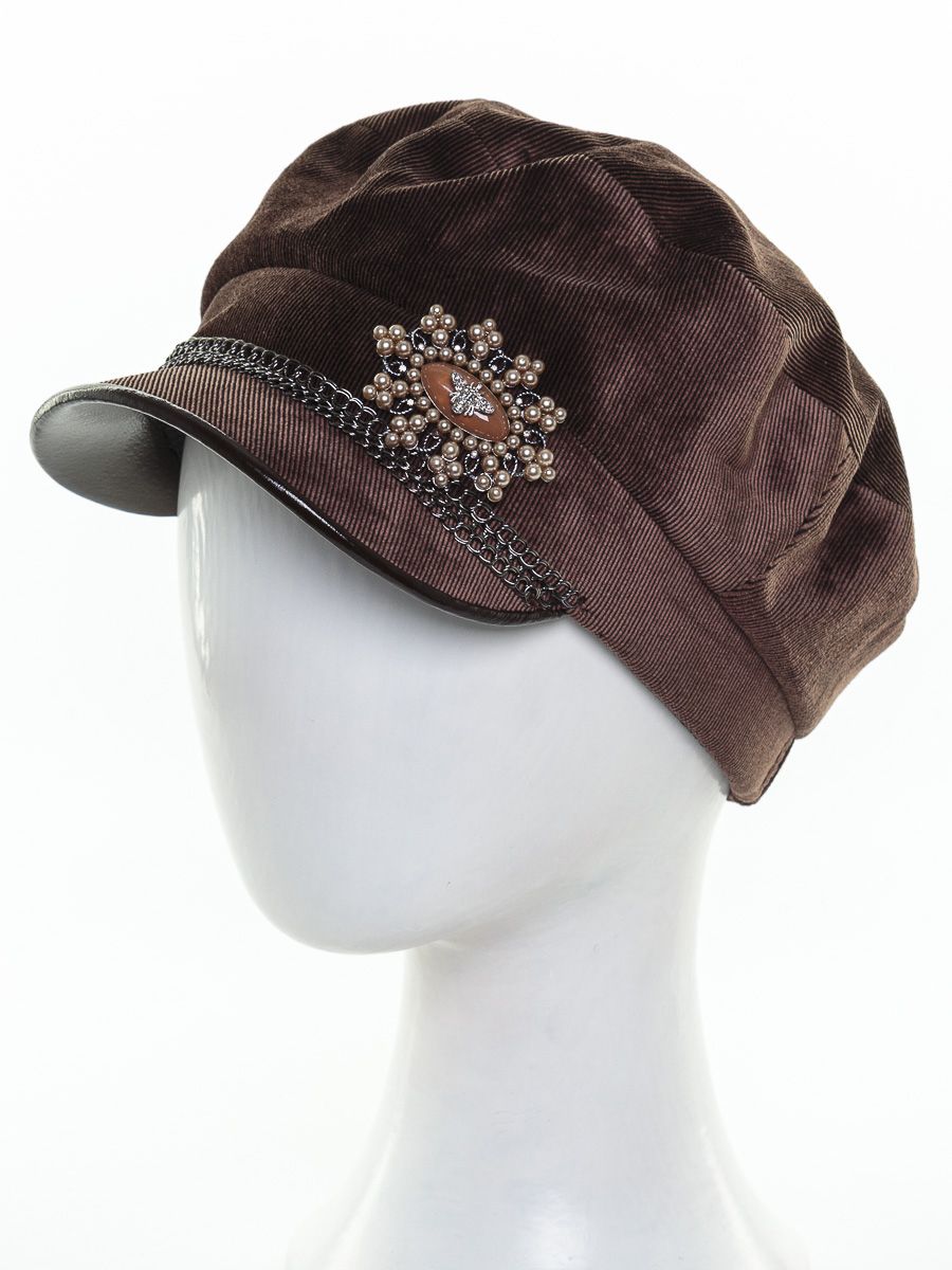 Каролина брошь кепка велюр рубчик на тр.п. коричневый