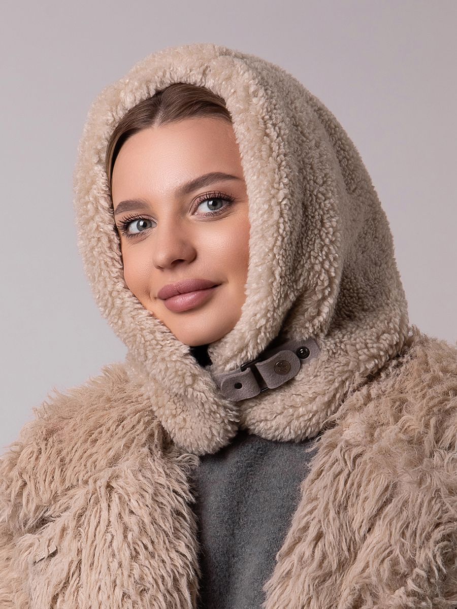 Амина капюшон экомех альпака на тр.п. пепельный