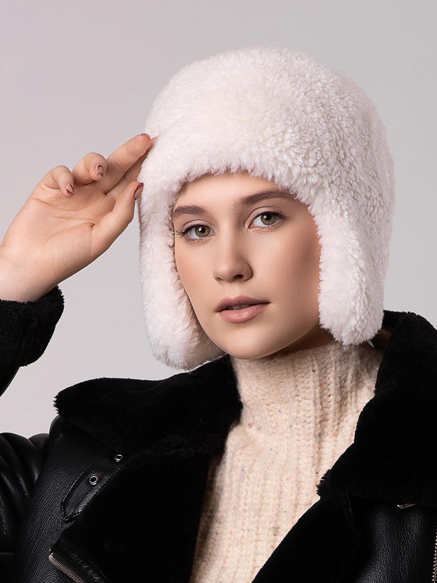 Юна LevelPro макси шеврон ушанка экомех альпака на фл.п. белый