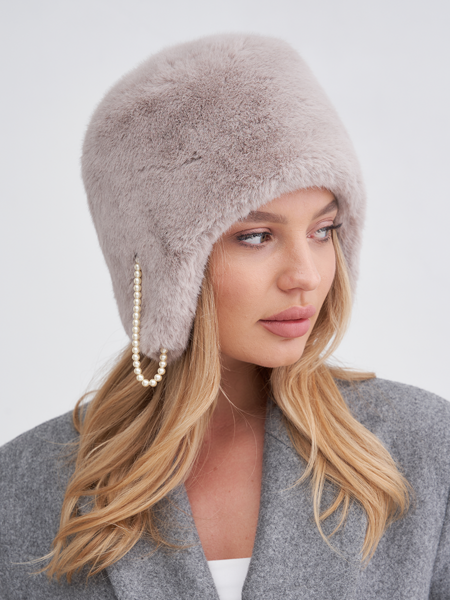 Марго ушанка экомех ласка на фл.п. пепельный
