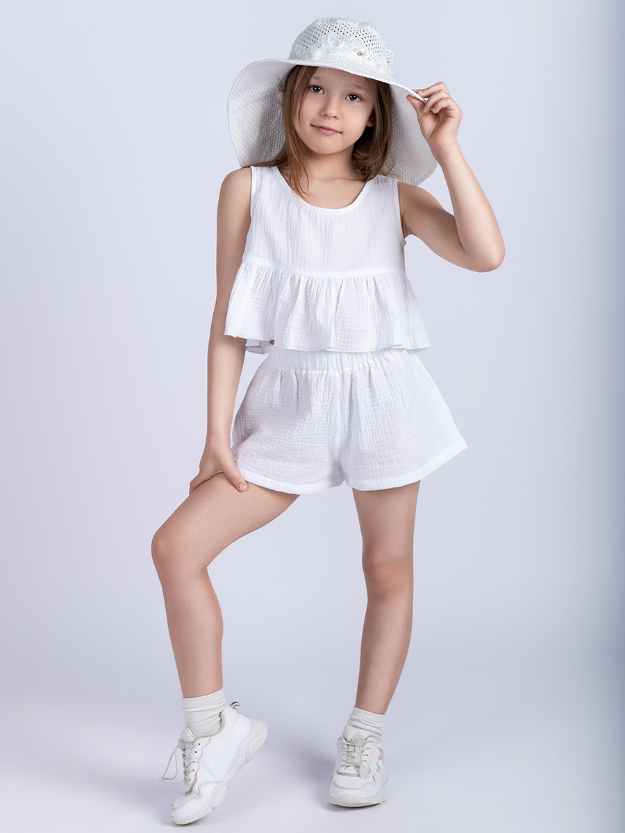 Вероника шляпа лен шитье белый р-р 52-53