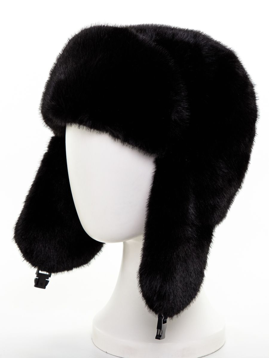 Дина ушанка экомех ласка на фл.п. черный