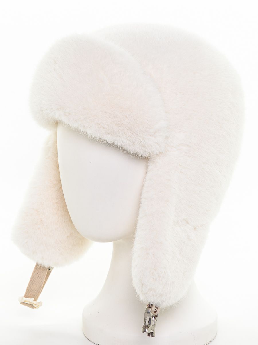 Дина ушанка экомех ласка на фл.п. белый