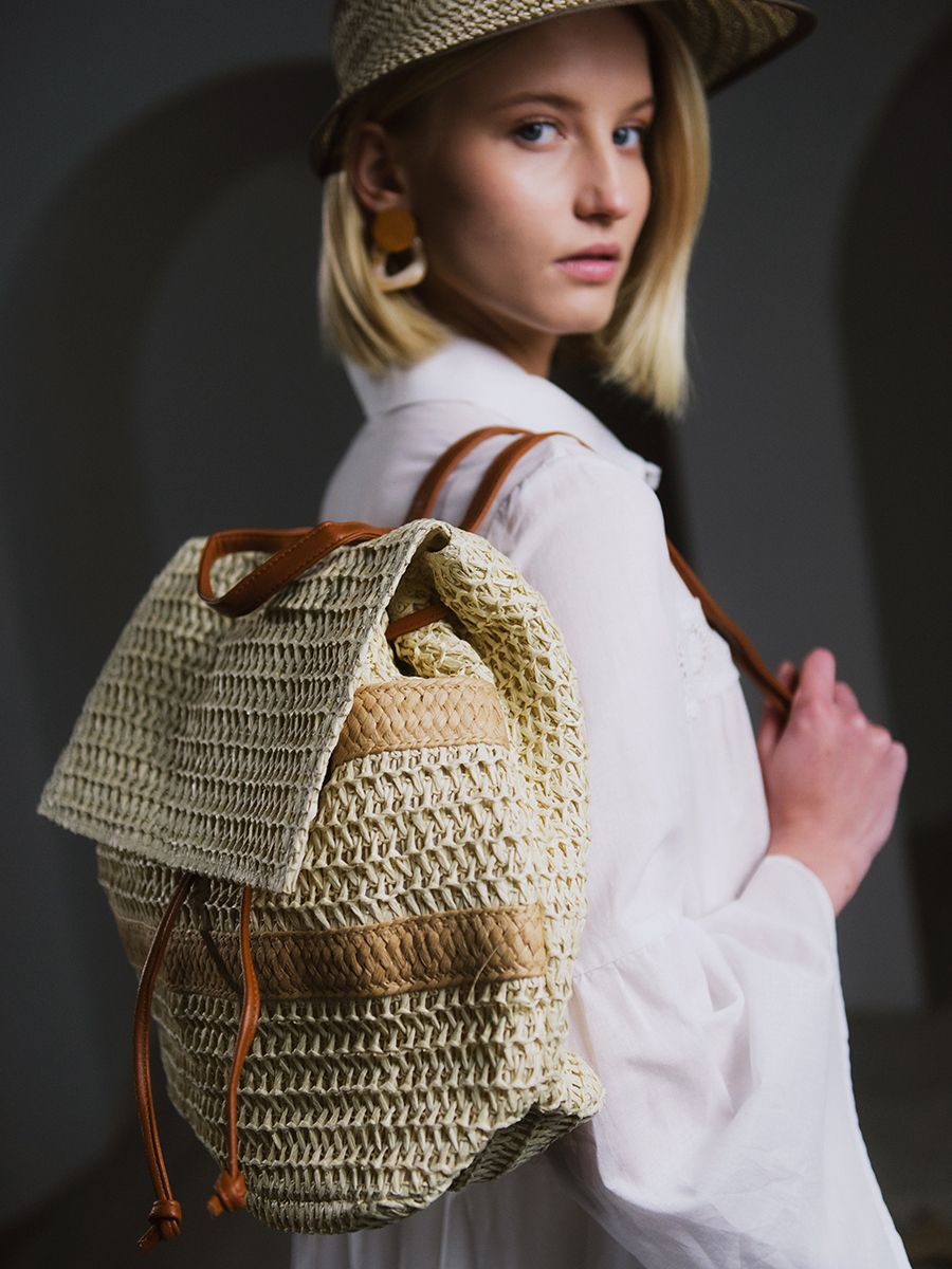 Лузиана сумка - рюкзак солома соломенный светлый