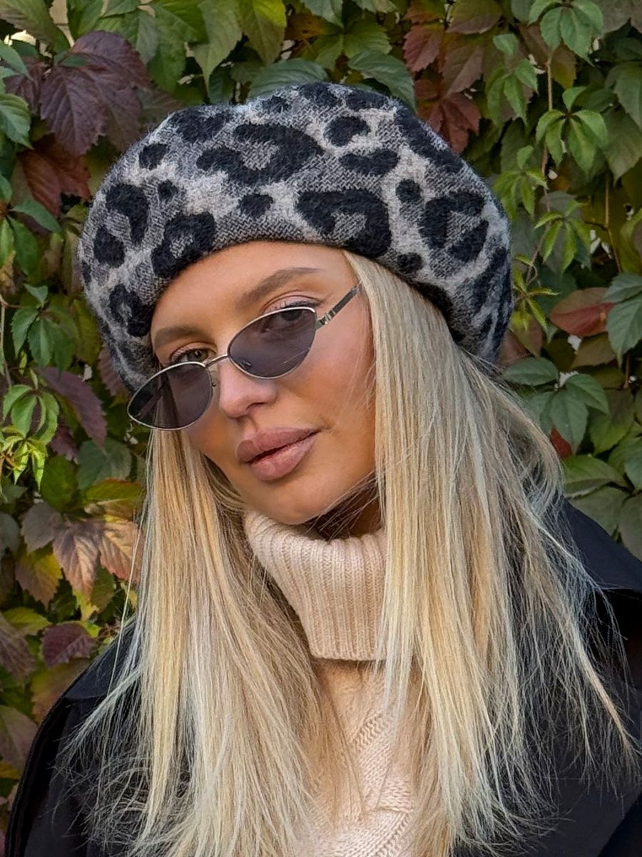 Ирэн берет трикотаж Ягуар на фл.п. серо-черный