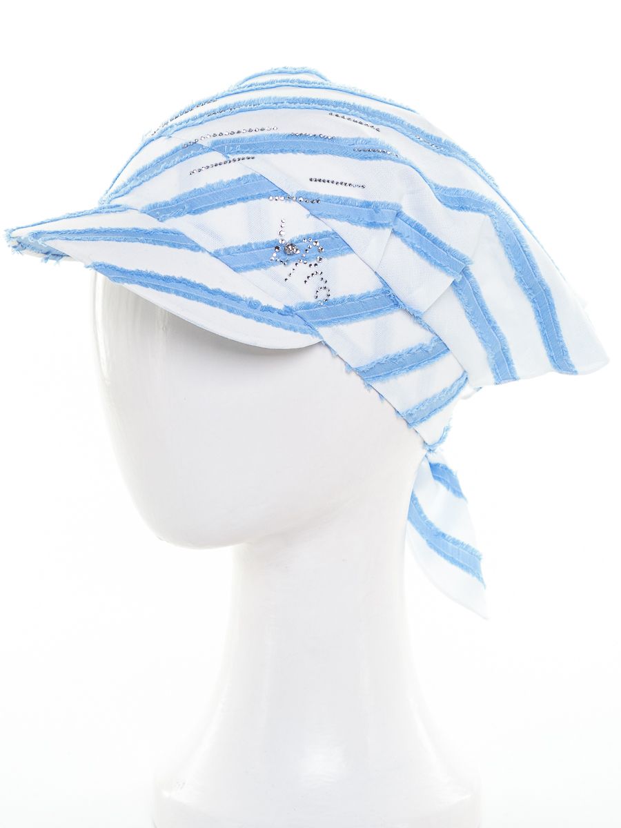 Соня стразы косынка с козырьком хлопок диагональ голубой р-р 50-51
