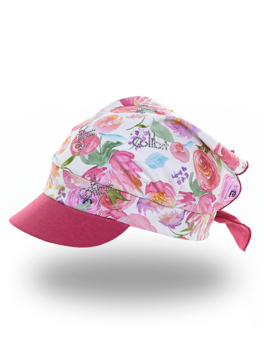 Соня Colibri косынка с козырьком трикотаж Д1 флора бело - розовый + азалия р-р 52-53