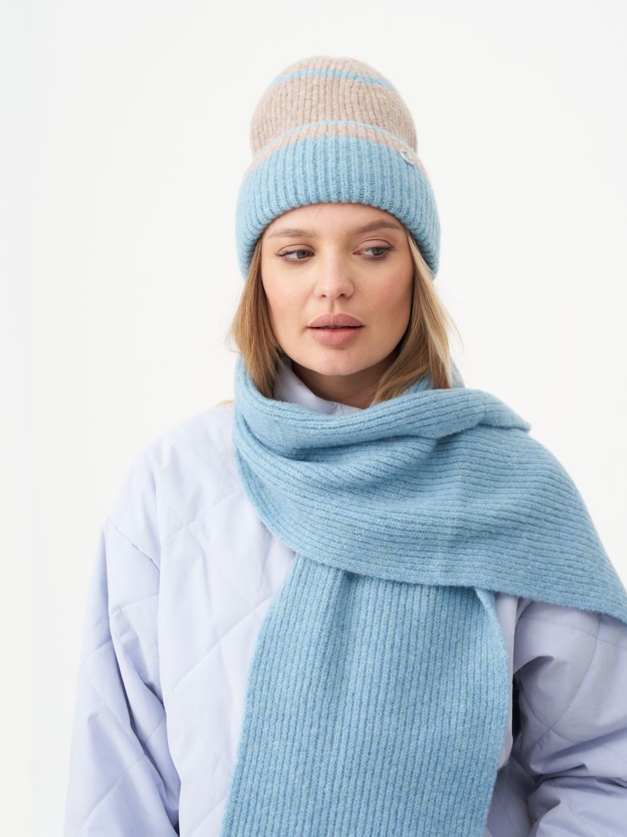 Петра комплект шапка + шарф як голубой + капучино