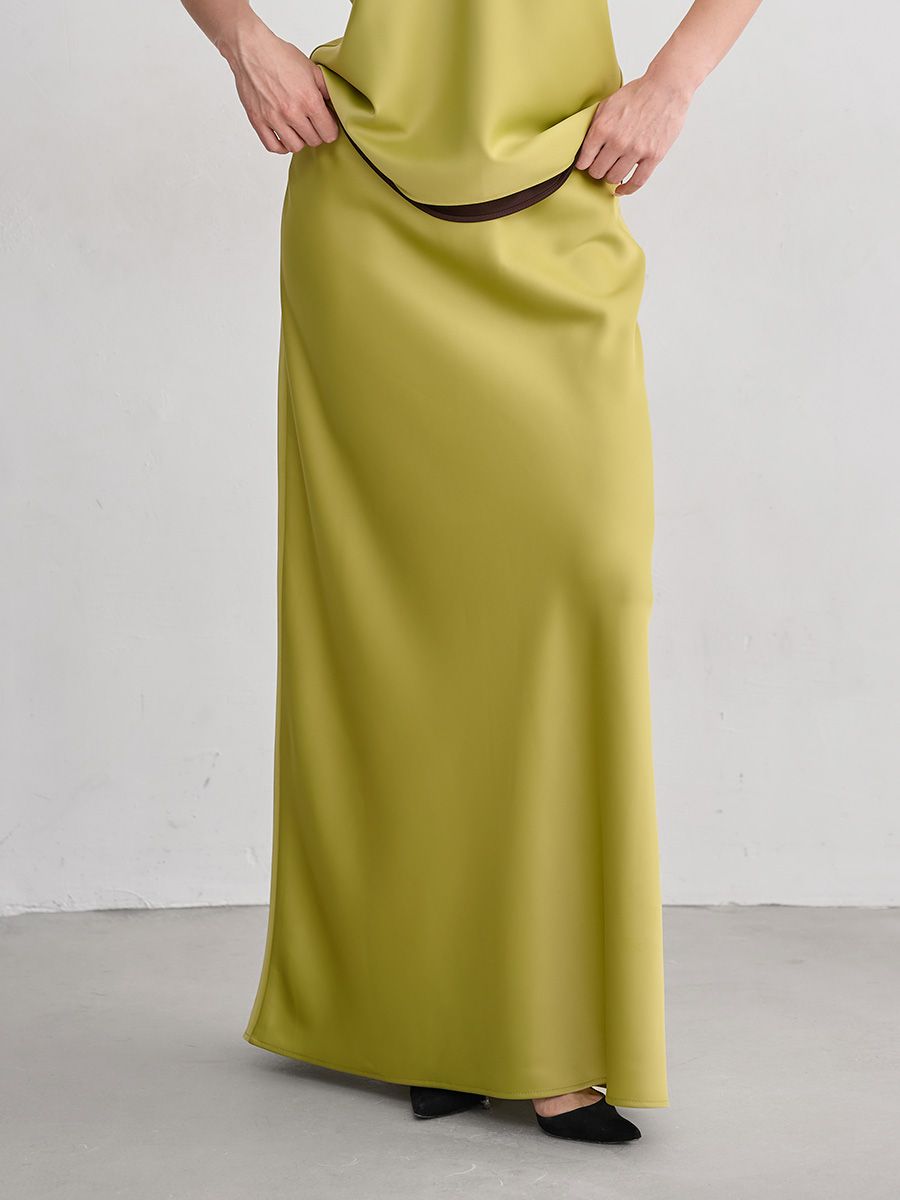 Адель юбка атлас зеленый лайм р-р 44-46