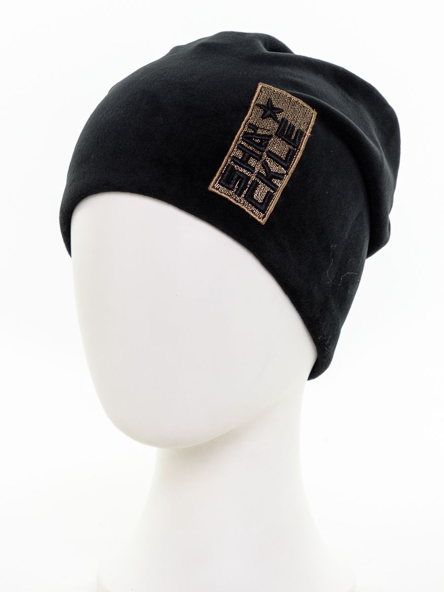 Шеврон Версаль шапка 020/1 велюр на фл.п. черный (отделка золото)