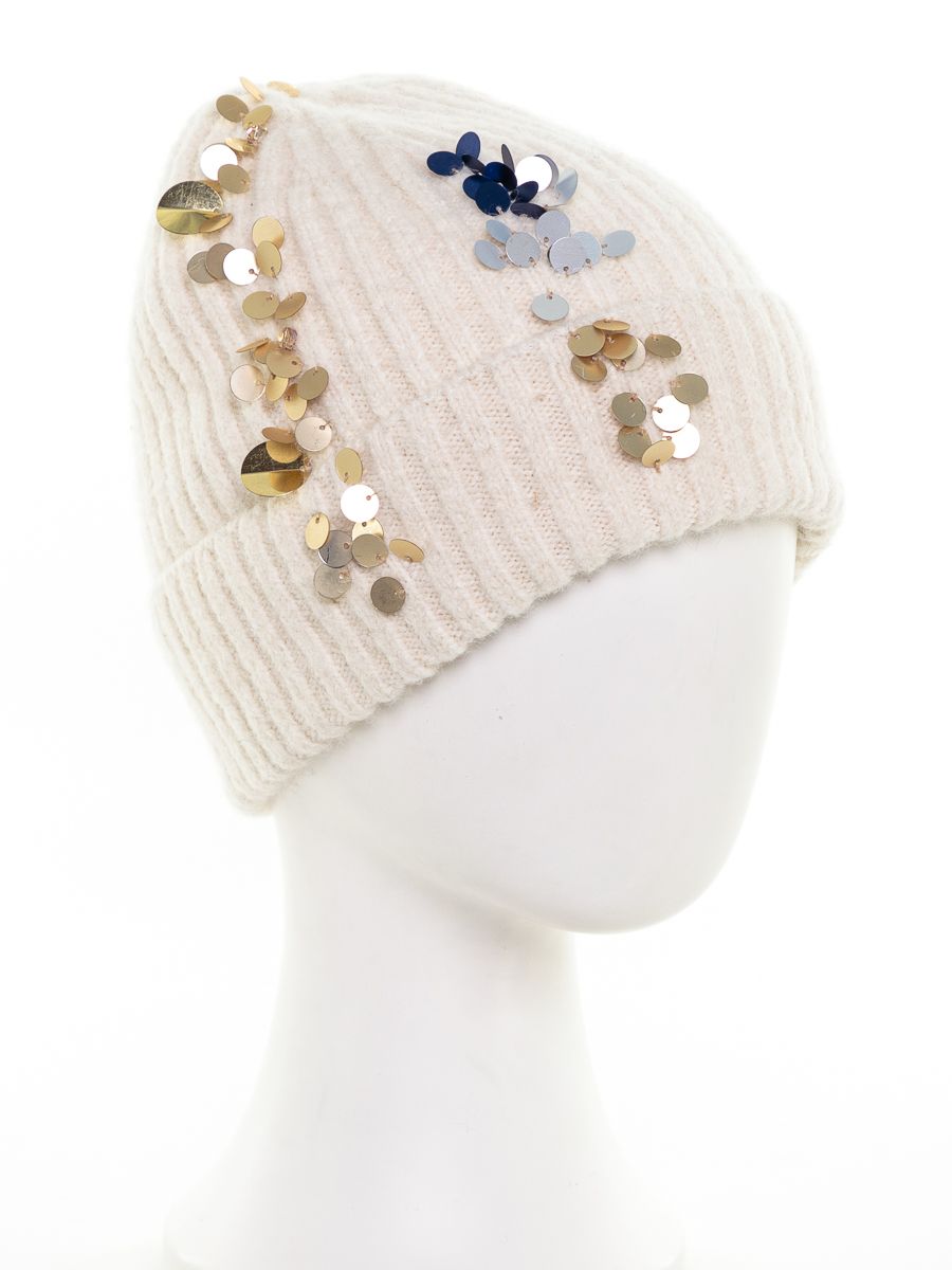 Манго пайетки шапка вязка альпака белый