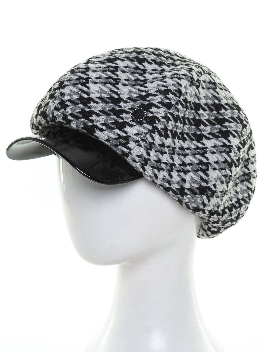 Версаль кепка ткань клетка пье - де - пуль на фл.п. черно - белый + эколак черный